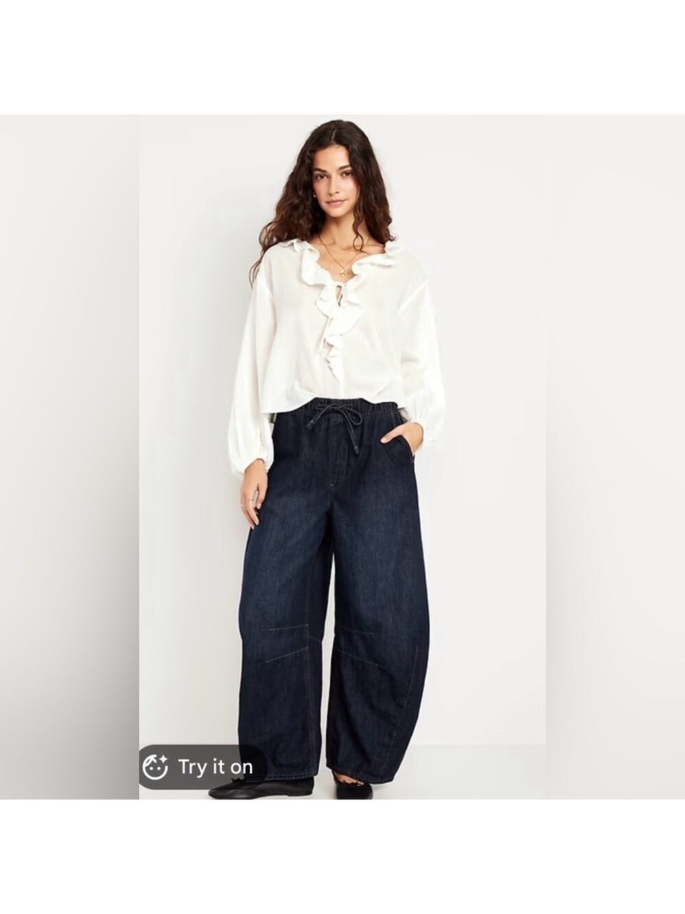 Old Navy High-Waisted Dark Wash Pull-On Barrel Jeans NWT XS Business Casual